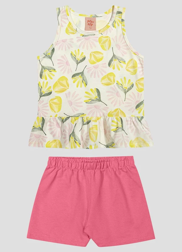 Kely Kety - Conjunto Blusa Regata e Shorts em Amarelo