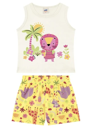 Marlan - Conjunto Blusa Regata e Shorts Menina Amarela - MARLAN