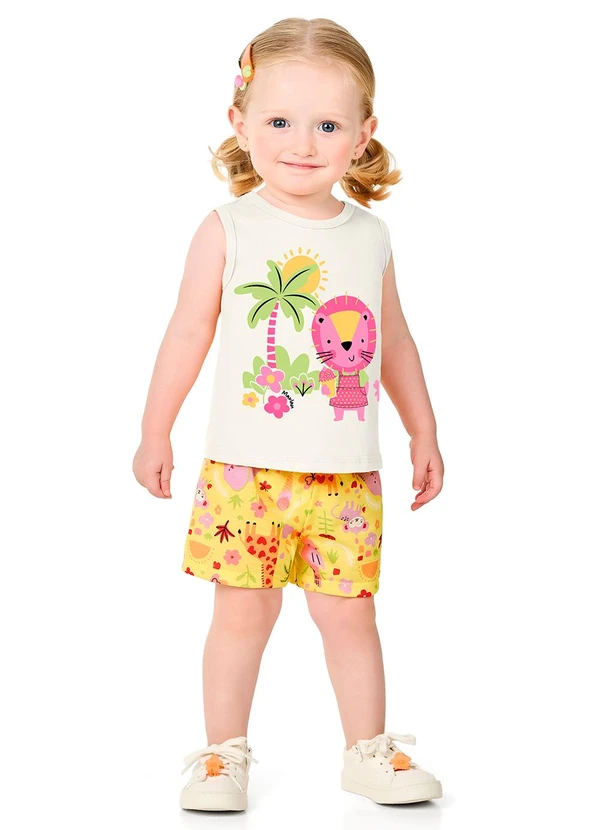 Marlan - Conjunto Blusa Regata e Shorts Menina Amarela