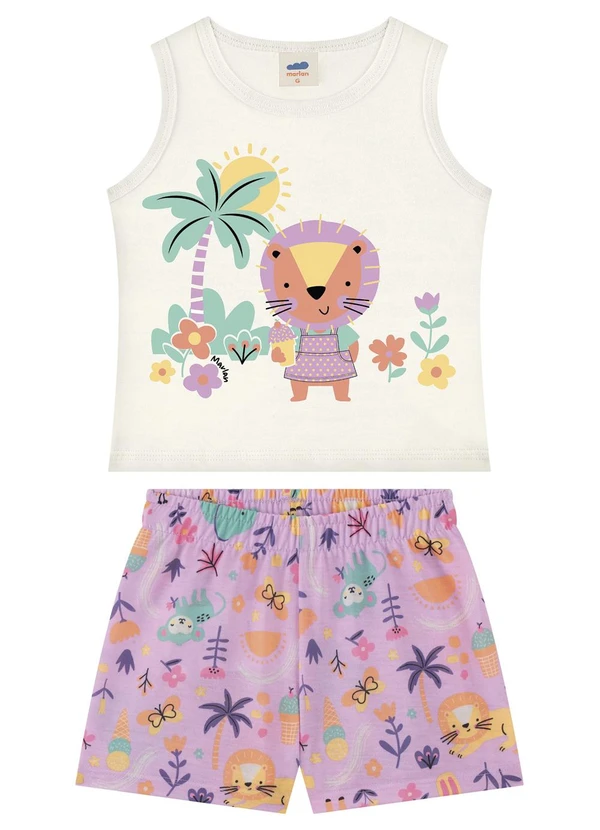 Marlan - Conjunto Blusa Regata e Shorts Menina Roxo