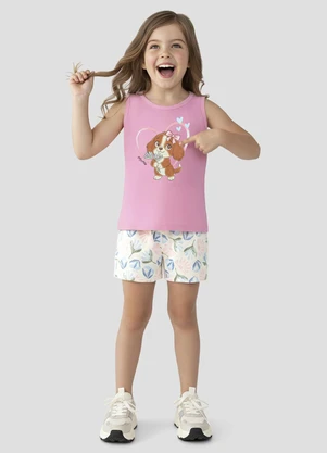 Kely Kety - Conjunto Blusa Regata e Shorts Rosa - KELY KETY