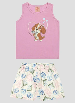 Kely Kety - Conjunto Blusa Regata e Shorts Rosa - KELY KETY