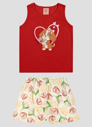 Kely Kety - Conjunto Blusa Regata e Shorts Vermelho - KELY KETY