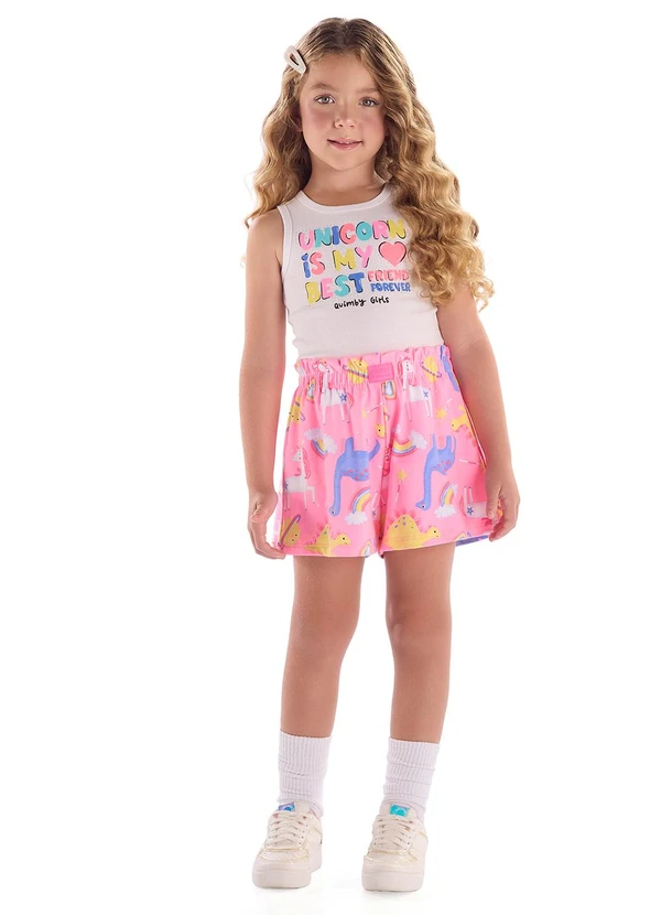 Quimby - Conjunto Blusa Ribana Short Branco