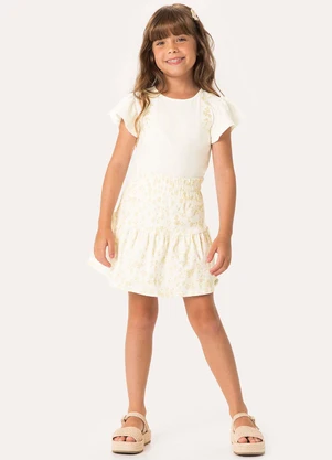 Carinhoso - Conjunto Blusa & Saia com Bordado Off White - CARINHOSO