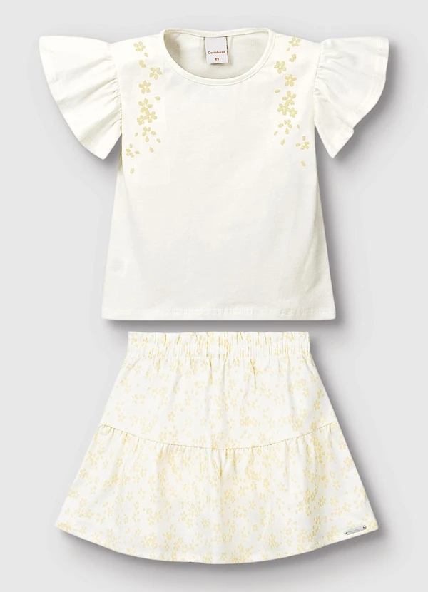 Carinhoso - Conjunto Blusa & Saia com Bordado Off White 2