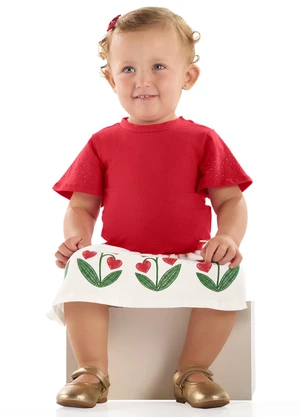 Conjunto Blusa Saia Estampado Quimby Vermelho - QUIMBY