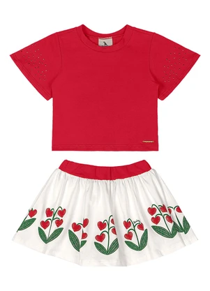 Quimby - Conjunto Blusa Saia Estampado Vermelho - QUIMBY