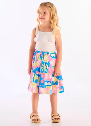 Up Baby - Conjunto Blusa Saia Infantil Midi Branco - UP BABY