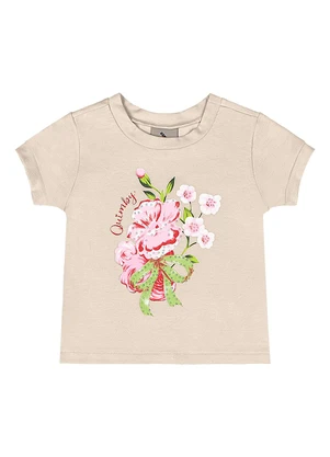 Quimby - Conjunto Blusa Saia-Short Estampado Bege - QUIMBY