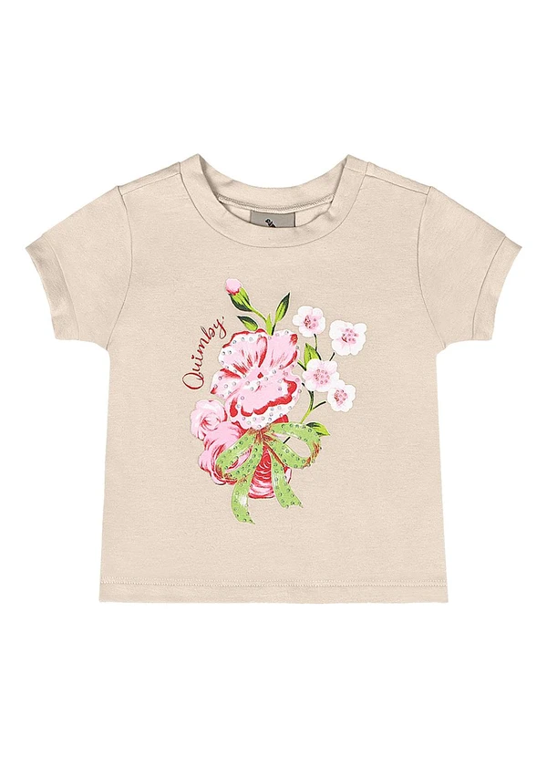 Quimby - Conjunto Blusa Saia-Short Estampado Bege 2