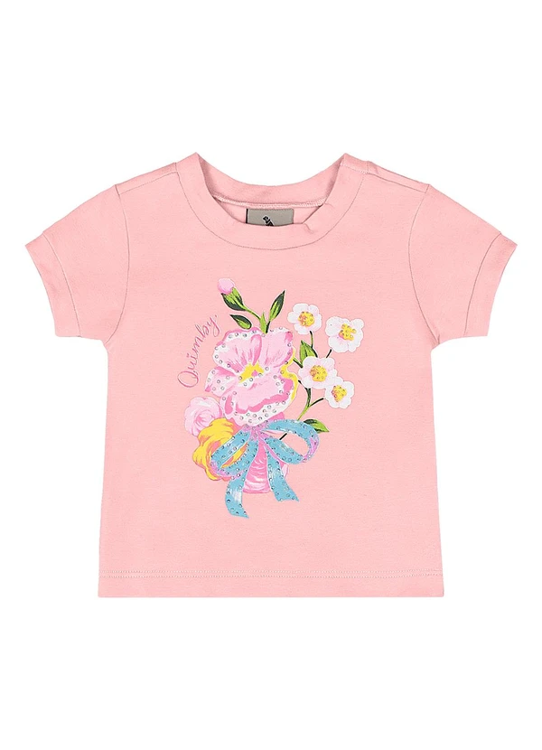 Quimby - Conjunto Blusa Saia-Short Estampado Rosa 3
