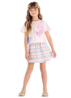 Quimby - Conjunto Blusa Saia Short Bege - QUIMBY