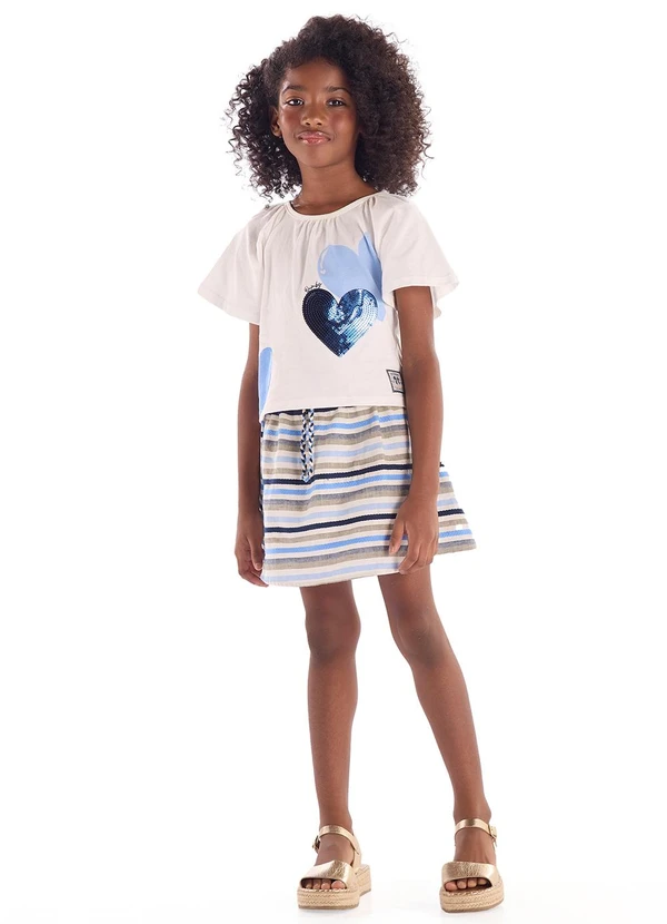 Quimby - Conjunto Blusa Saia Short Branco