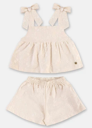 Up Baby - Conjunto Blusa Short Algodão Branco - UP BABY