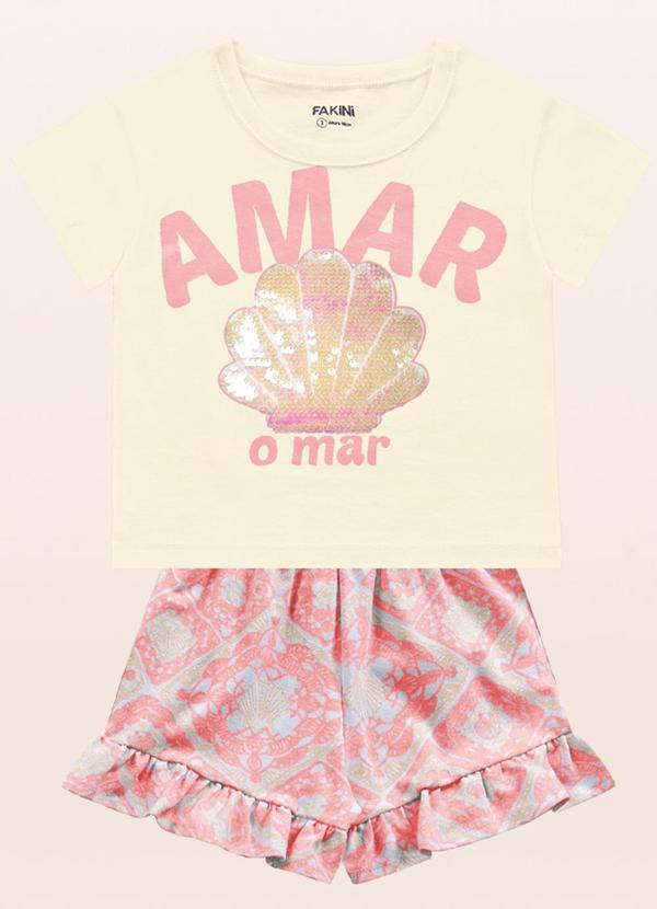 Fakini Kids - Conjunto Blusa/Short Bege