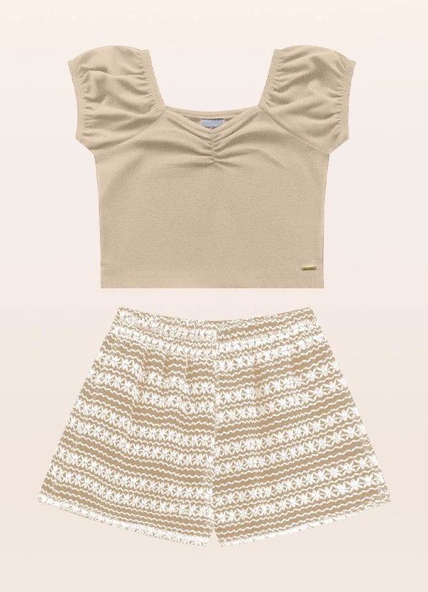 Fakini Kids - Conjunto Blusa/Short Bege