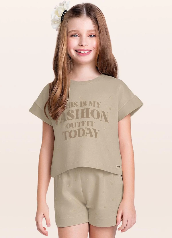 Fakini Kids - Conjunto Blusa/Short Bege
