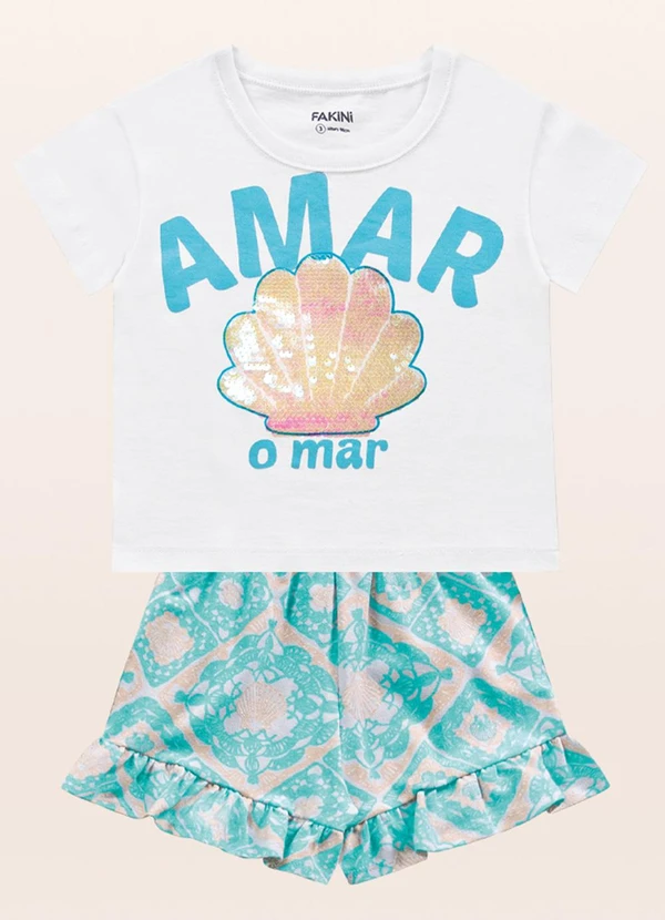 Fakini Kids - Conjunto Blusa/Short Branco 3
