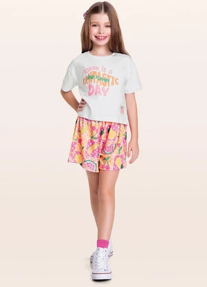 Fakini Kids - Conjunto Blusa/Short Branco - FAKINI KIDS