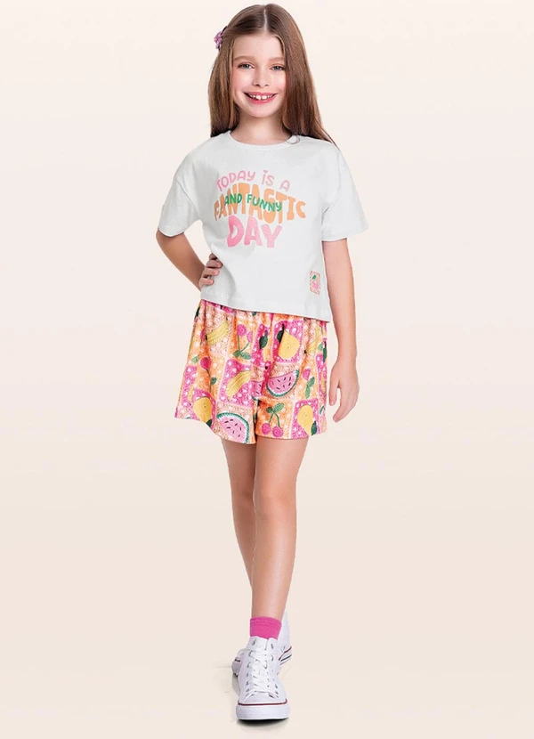 Fakini Kids - Conjunto Blusa/Short Branco