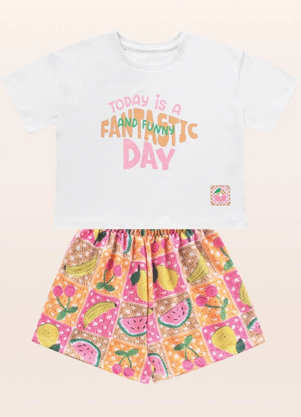 Fakini Kids - Conjunto Blusa/Short Branco 3