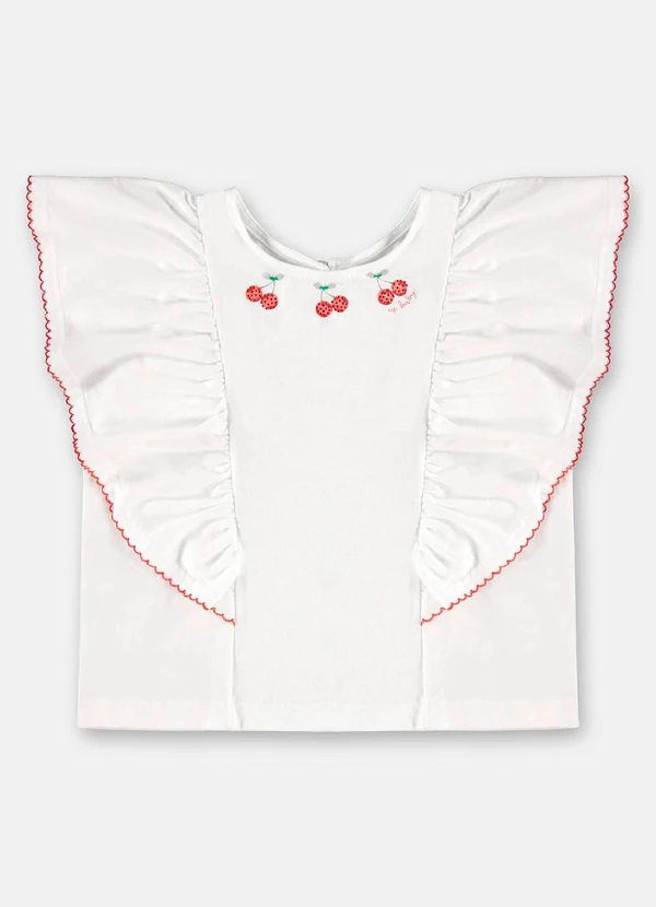 Up Baby - Conjunto Blusa Short Cereja Branco 3