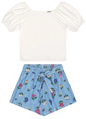 Quimby - Conjunto Blusa Short Cotton Branco - QUIMBY