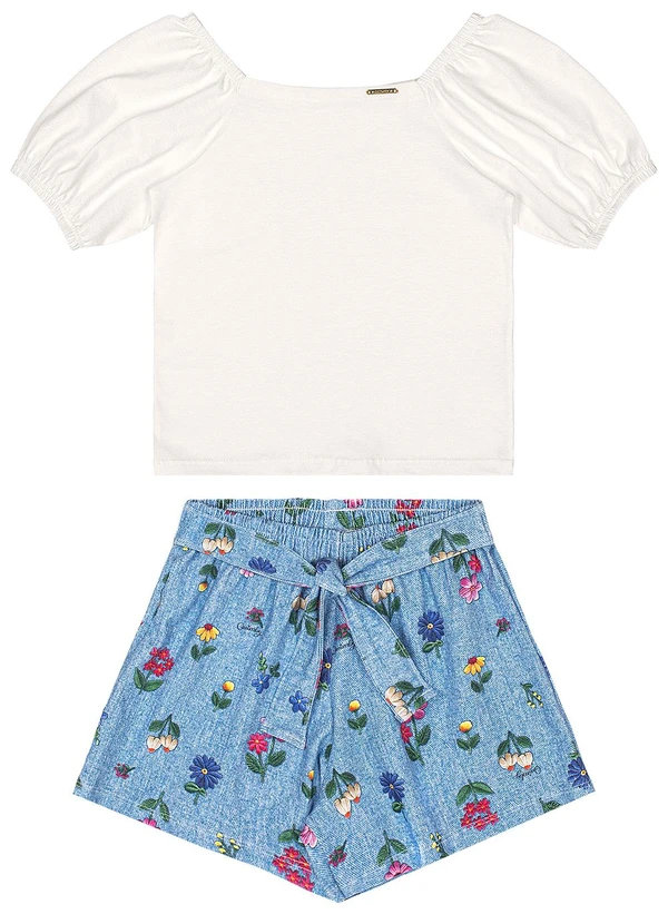Quimby - Conjunto Blusa Short Cotton Quimby Branco 2