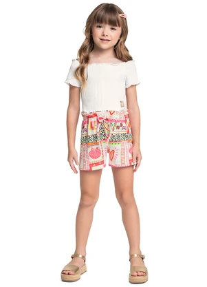 Bee Loop - Conjunto Blusa Short Estampado Bege - BEE LOOP
