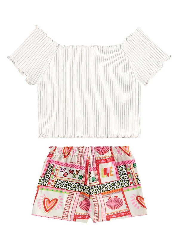Bee Loop - Conjunto Blusa Short Estampado Bege 3