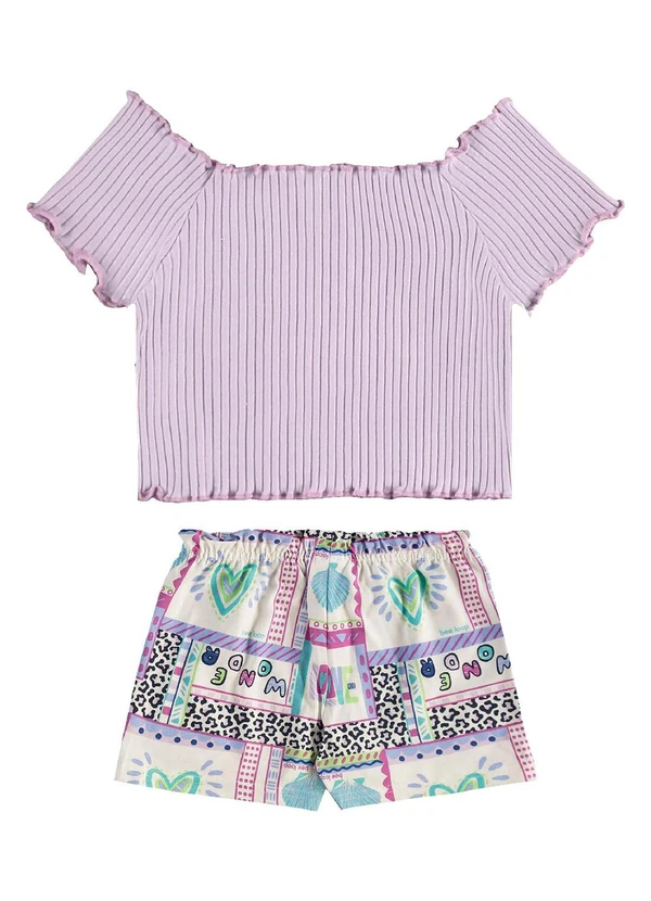 Bee Loop - Conjunto Blusa Short Estampado Roxo 2