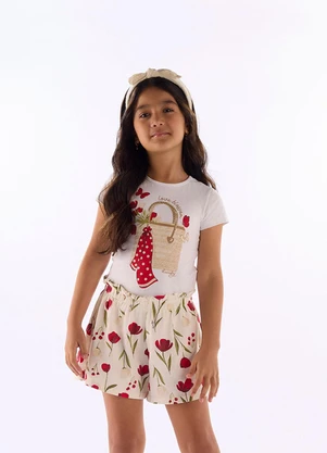 Quimby - Conjunto Blusa Short Floral Branco - QUIMBY