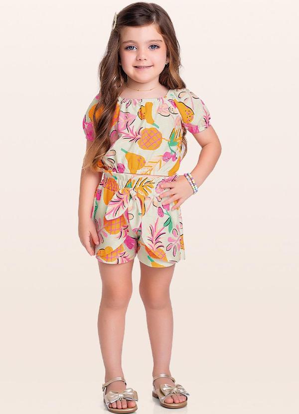 Fakini Kids - Conjunto Blusa/Short Laranja