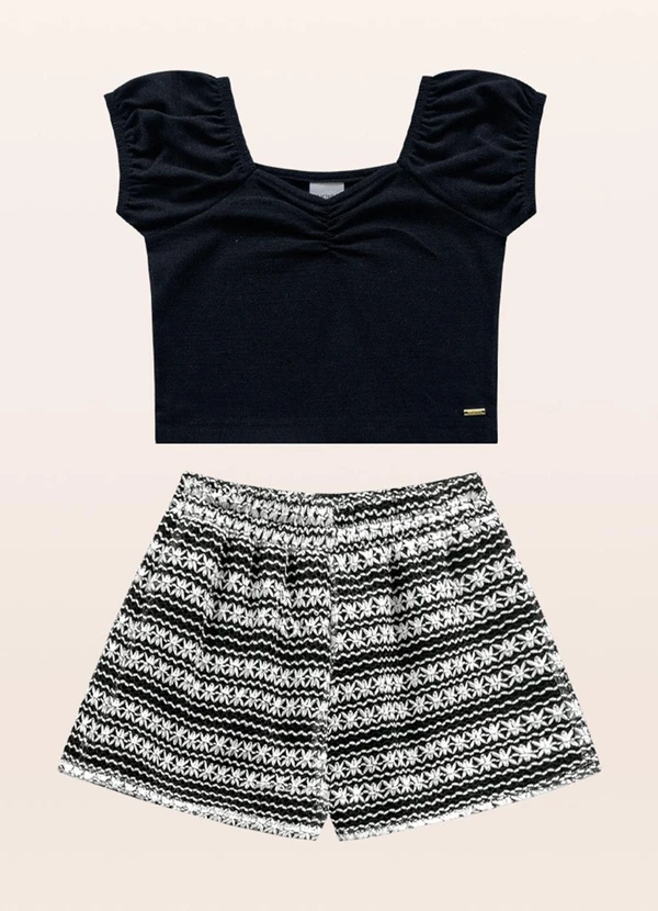Fakini Kids - Conjunto Blusa/Short Preto 3