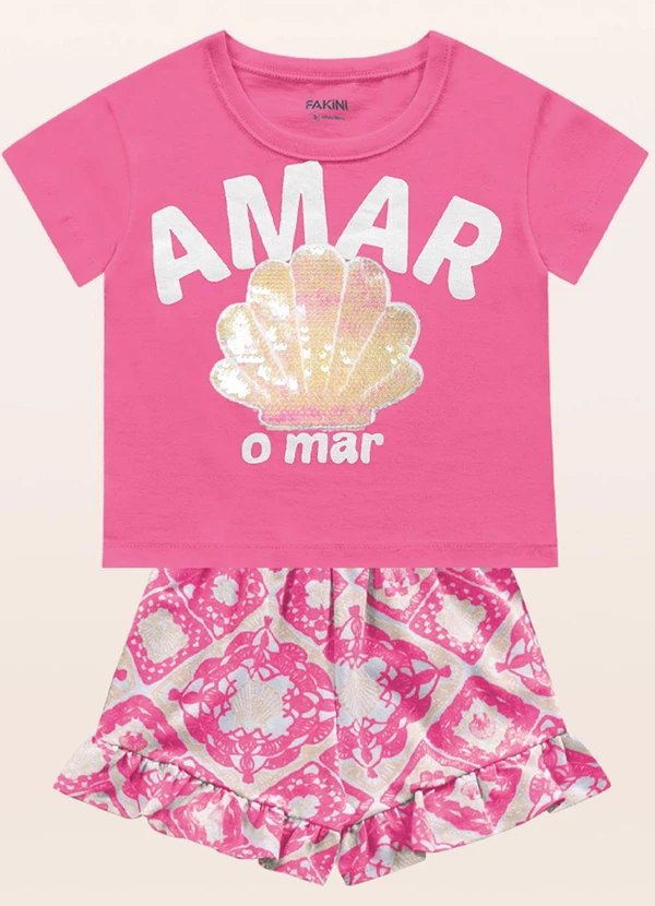 Fakini Kids - Conjunto Blusa/Short Rosa