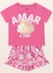 Fakini Kids - Conjunto Blusa/Short Bege - variação: Rosa