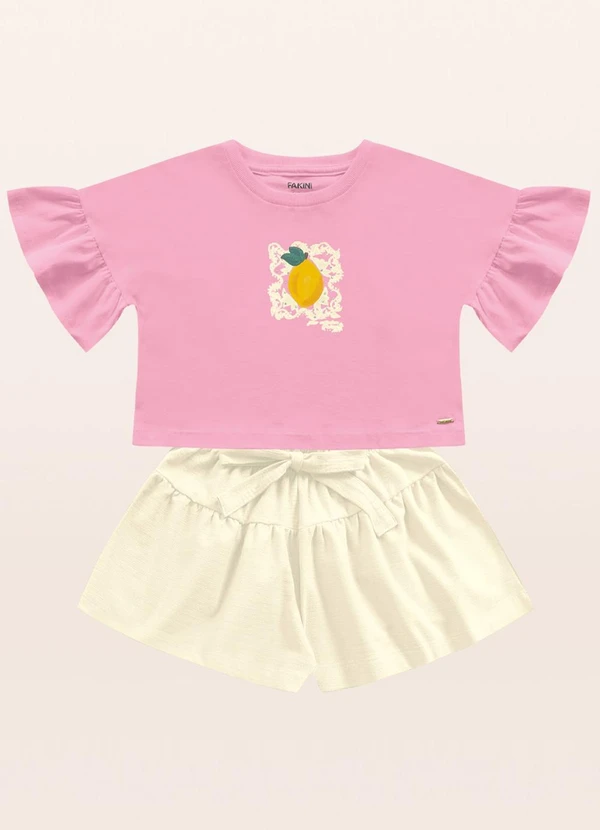 Fakini Kids - Conjunto Blusa/Short Rosa