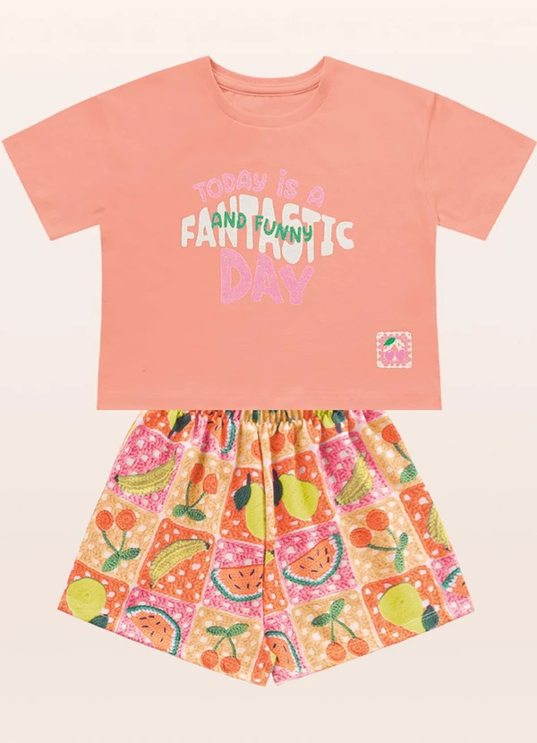 Fakini Kids - Conjunto Blusa/Short Rosa