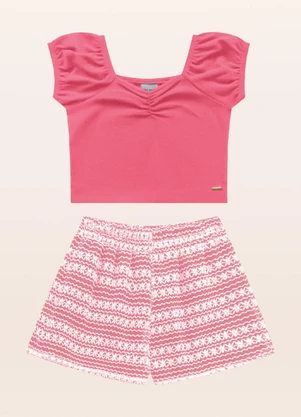 Fakini Kids - Conjunto Blusa/Short Rosa - FAKINI KIDS