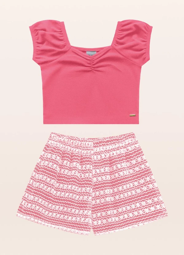 Fakini Kids - Conjunto Blusa/Short Rosa