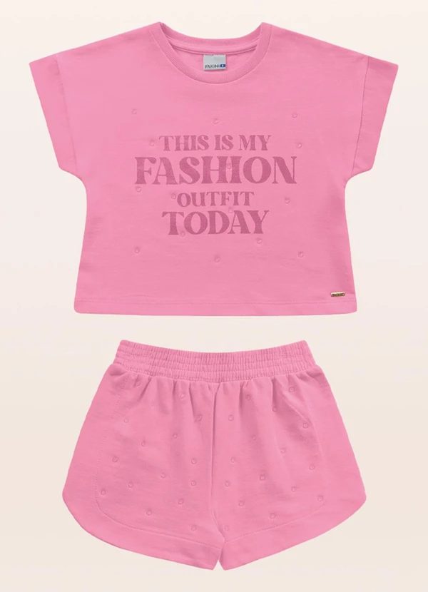 Fakini Kids - Conjunto Blusa/Short Rosa