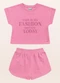 Fakini Kids - Conjunto Blusa/Short Verde - variação: Rosa