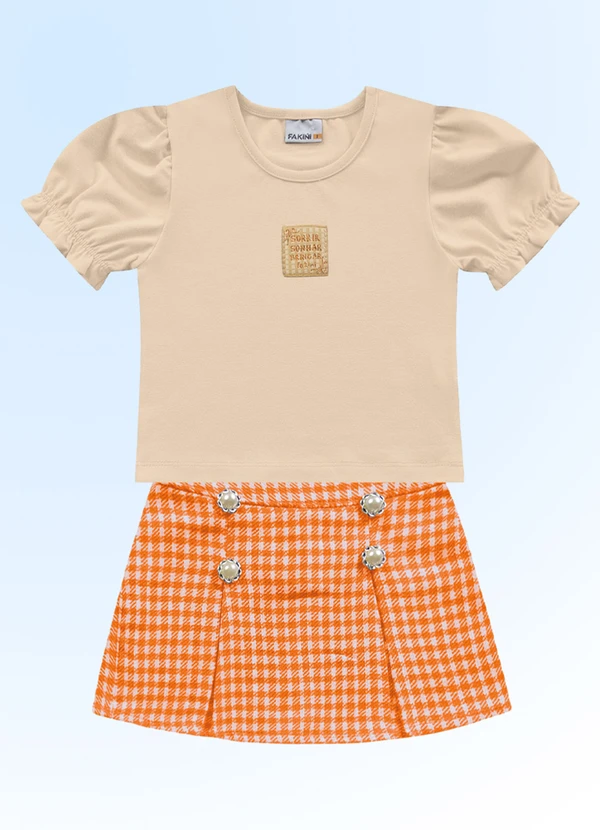 Fakini Kids - Conjunto Blusa/Short-Saia Laranja