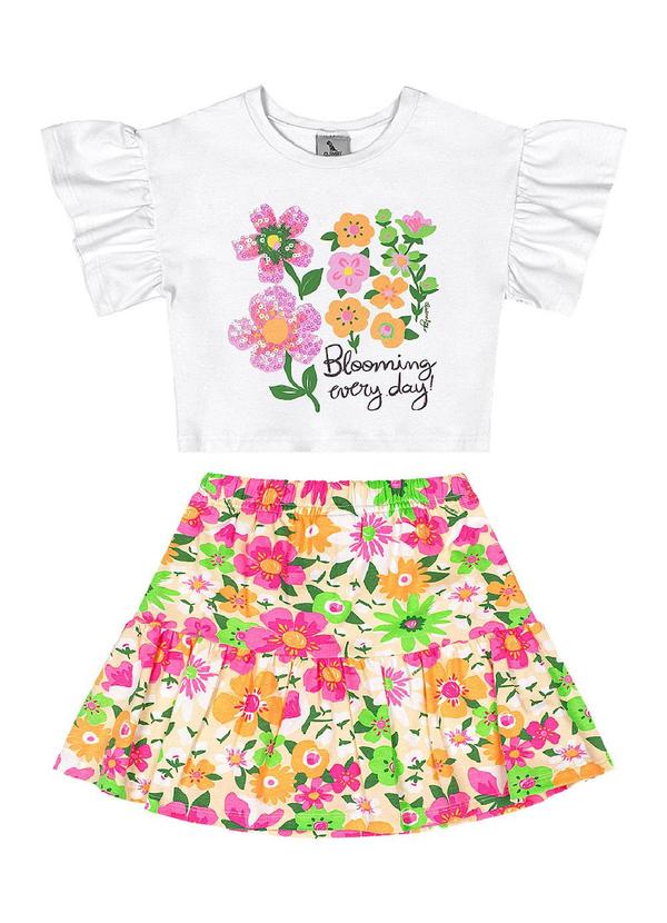 Quimby - Conjunto Blusa Short-Saia Branco 2