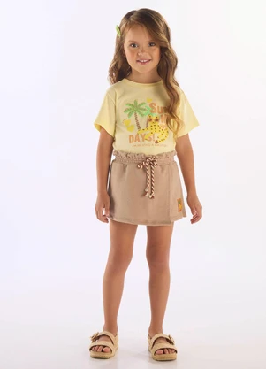 Up Baby - Conjunto Blusa Short-Saia Amarelo - UP BABY