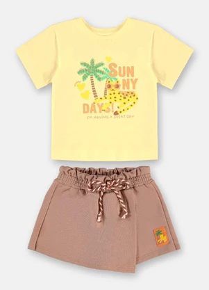 Up Baby - Conjunto Blusa Short-Saia Amarelo - UP BABY