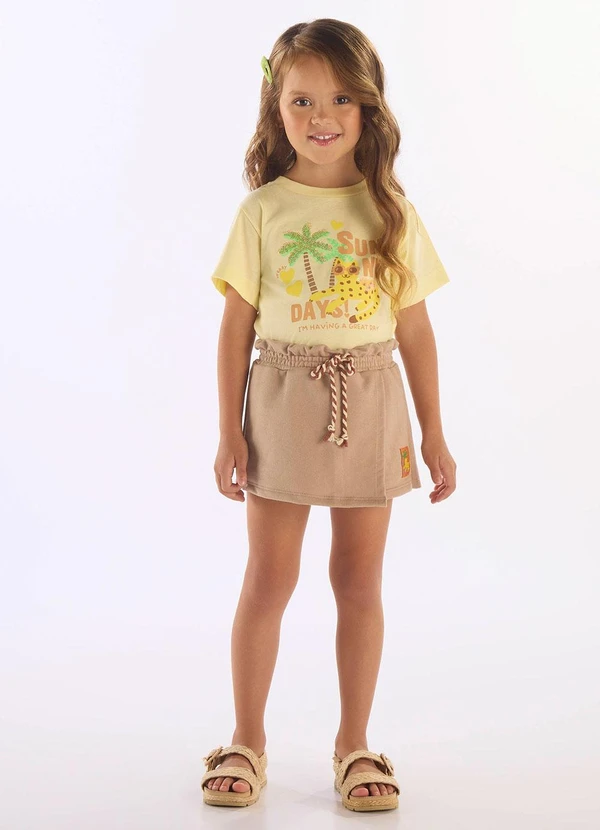 Up Baby - Conjunto Blusa Short-Saia Amarelo 1