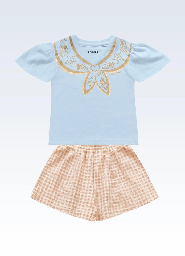 Fakini Kids - Conjunto Blusa/Shorts Azul