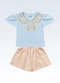 Fakini Kids - Conjunto Blusa/Shorts Bege - variação: Azul